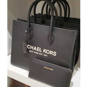 Michael Kors Purse Mirella Medium Tote Black And Wallet Set